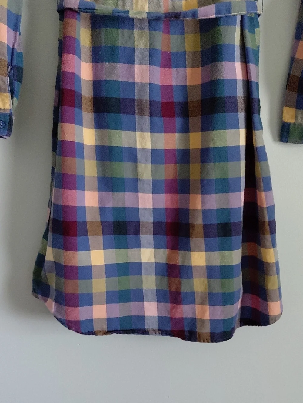 Gap Kids Colorful Multicolored Plaid Shirt Dress Belted Tie Waist Button Down